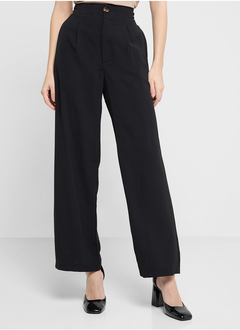 High Waisted Straight Fit Pants