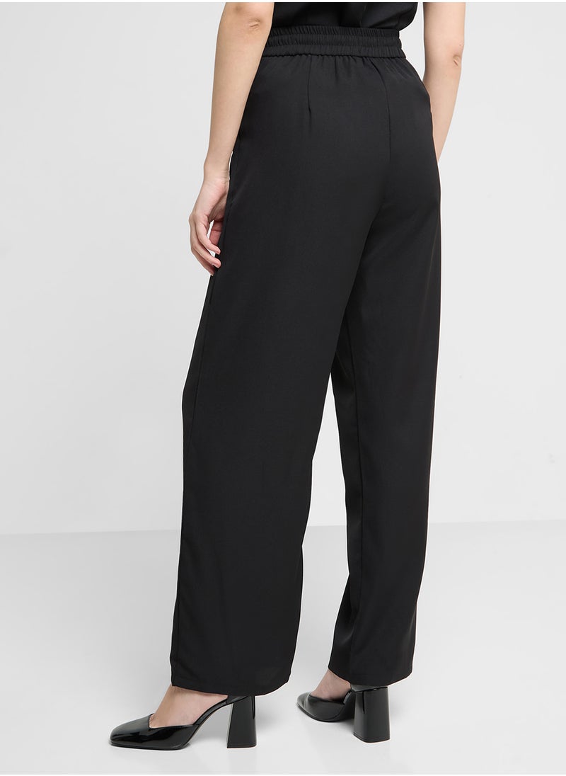 High Waisted Straight Fit Pants