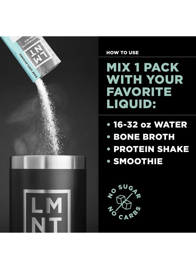 LMNT Zero Sugar Electrolytes - Raw Unflavored Salt | Drink Mix | 30-Count