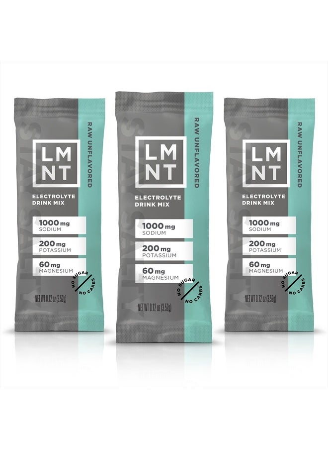 LMNT Zero Sugar Electrolytes - Raw Unflavored Salt | Drink Mix | 30-Count