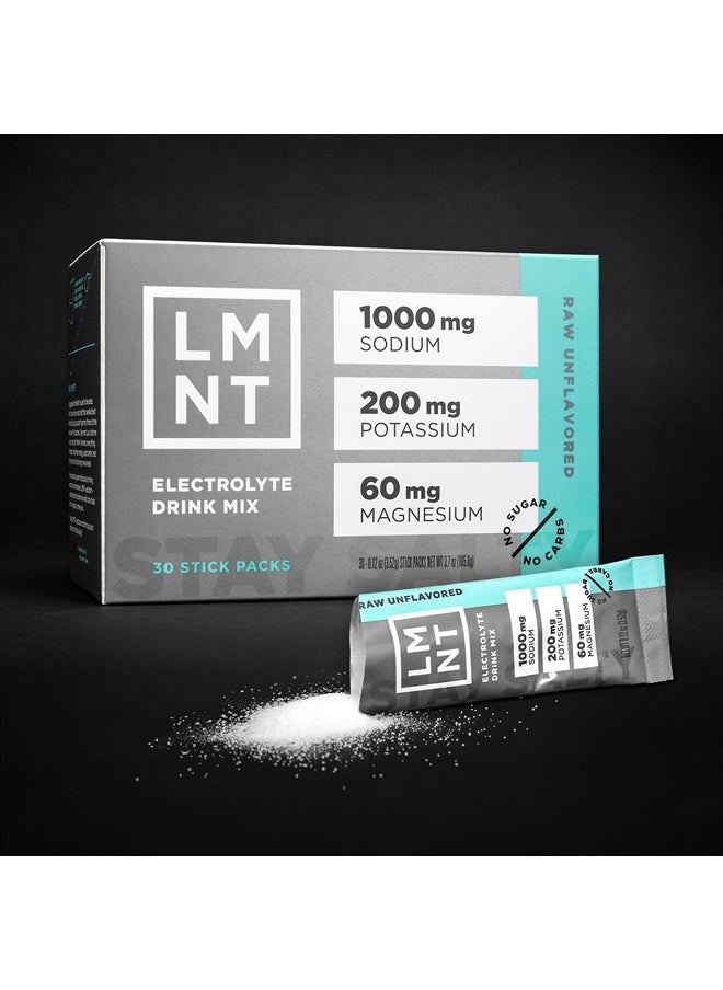 LMNT Zero Sugar Electrolytes - Raw Unflavored Salt | Drink Mix | 30-Count