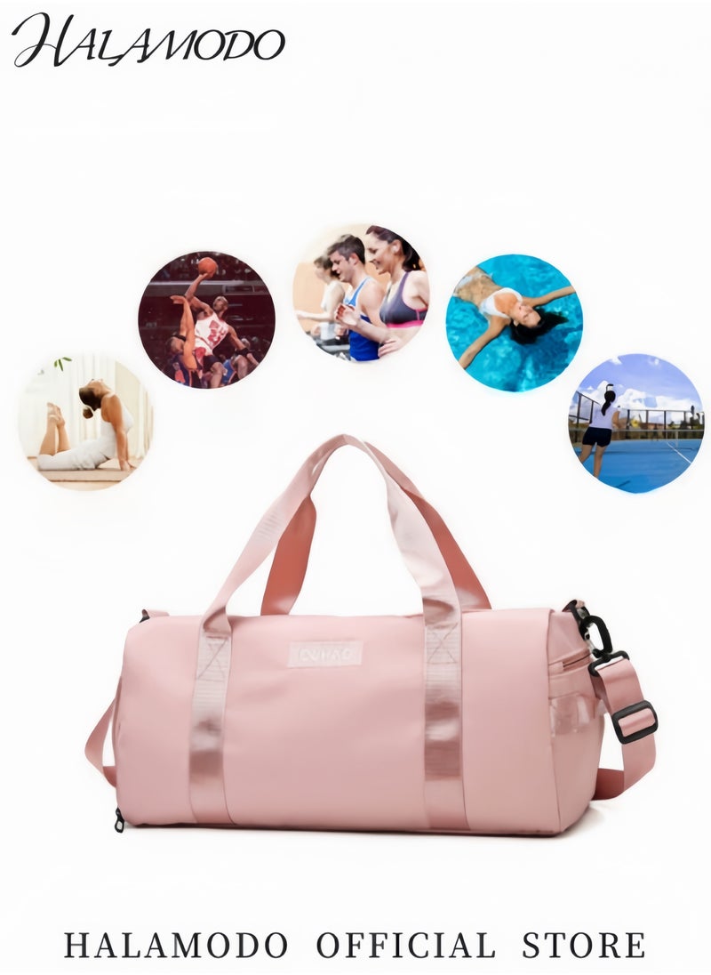 Women's Sports Duffel Bag Overnight Weekender Travel Bag with Wet Pocket Large Side Shoe Compartment Easy-access Front Pocket Interior Pocket and Adjustable Shoulder Strap Ideal as Gym Bag Yoga Bag