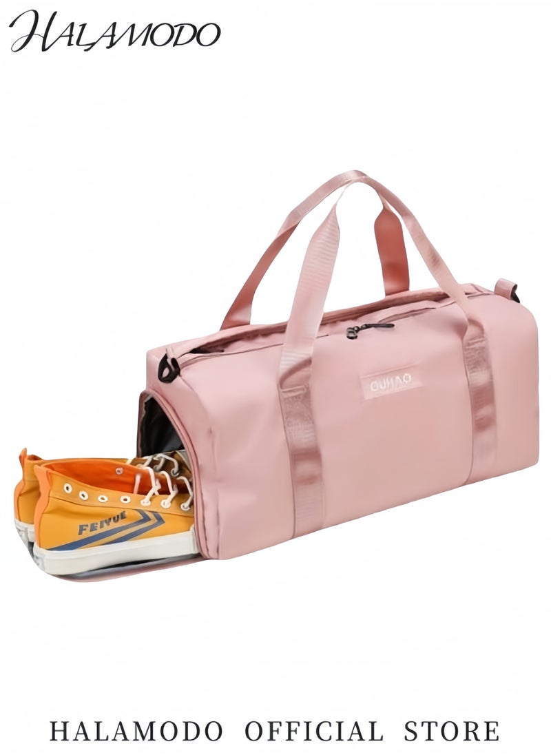 Women's Sports Duffel Bag Overnight Weekender Travel Bag with Wet Pocket Large Side Shoe Compartment Easy-access Front Pocket Interior Pocket and Adjustable Shoulder Strap Ideal as Gym Bag Yoga Bag
