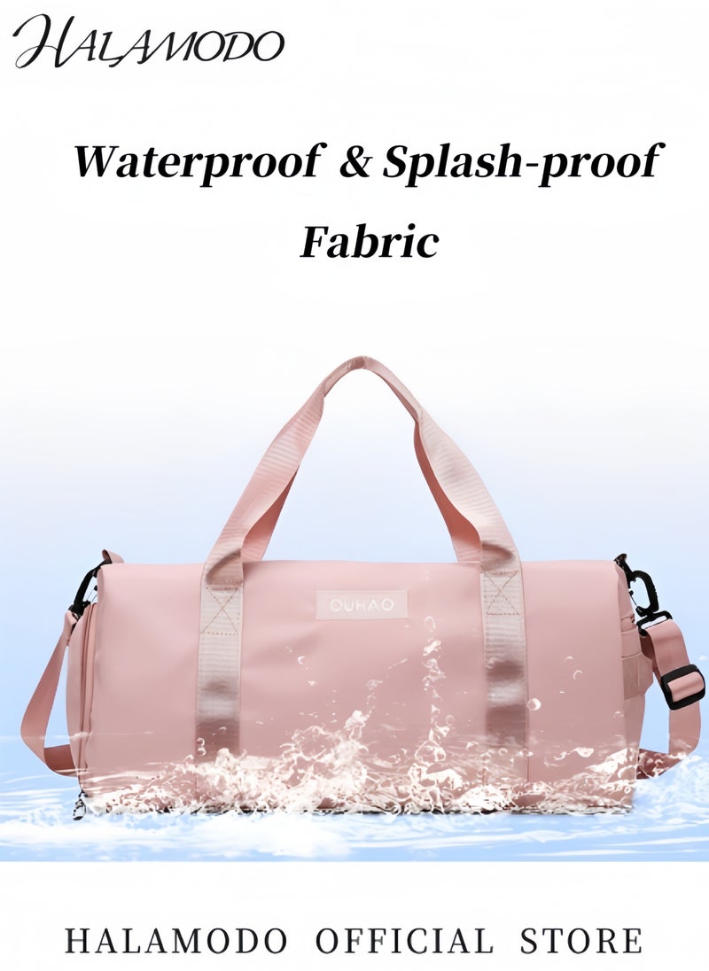 Women's Sports Duffel Bag Overnight Weekender Travel Bag with Wet Pocket Large Side Shoe Compartment Easy-access Front Pocket Interior Pocket and Adjustable Shoulder Strap Ideal as Gym Bag Yoga Bag