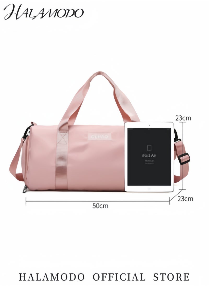 Women's Sports Duffel Bag Overnight Weekender Travel Bag with Wet Pocket Large Side Shoe Compartment Easy-access Front Pocket Interior Pocket and Adjustable Shoulder Strap Ideal as Gym Bag Yoga Bag
