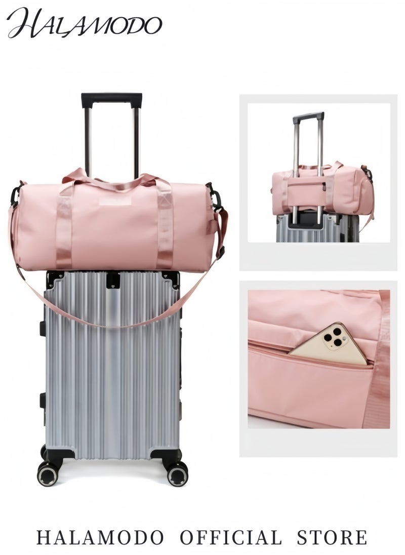Women's Sports Duffel Bag Overnight Weekender Travel Bag with Wet Pocket Large Side Shoe Compartment Easy-access Front Pocket Interior Pocket and Adjustable Shoulder Strap Ideal as Gym Bag Yoga Bag