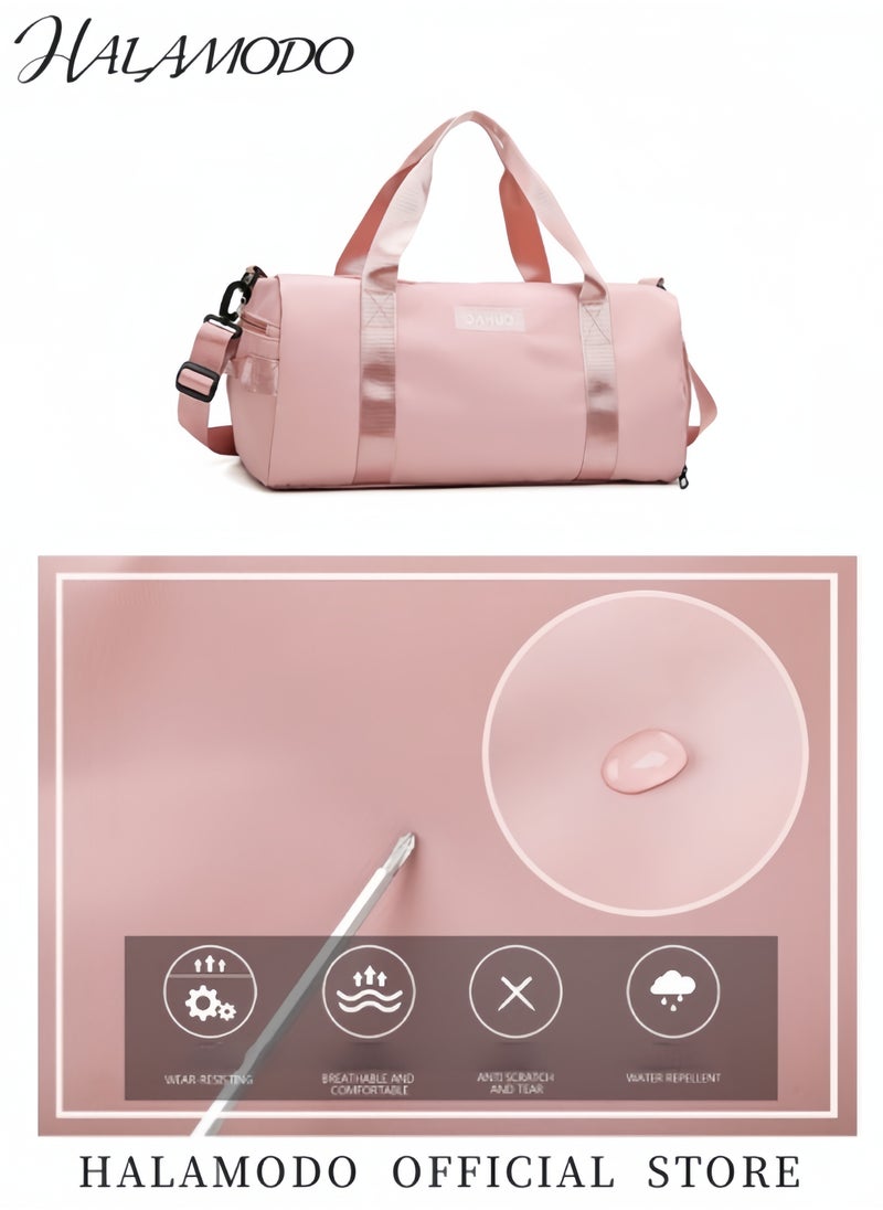 Women's Sports Duffel Bag Overnight Weekender Travel Bag with Wet Pocket Large Side Shoe Compartment Easy-access Front Pocket Interior Pocket and Adjustable Shoulder Strap Ideal as Gym Bag Yoga Bag