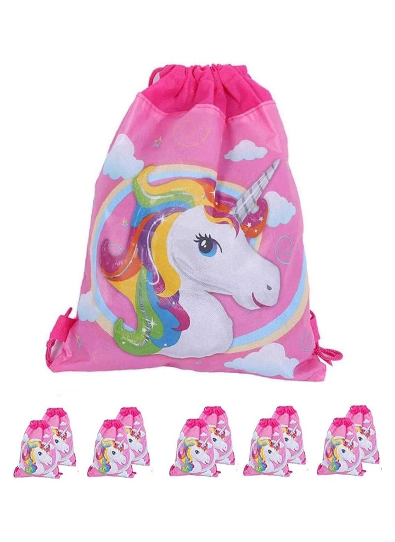 Drawstring Bag for Boys/Girls Travel Storage Package Cartoon School Picnic Backpack Children Kids Birthday Party Favors 10 pcs Unicorn Style 2