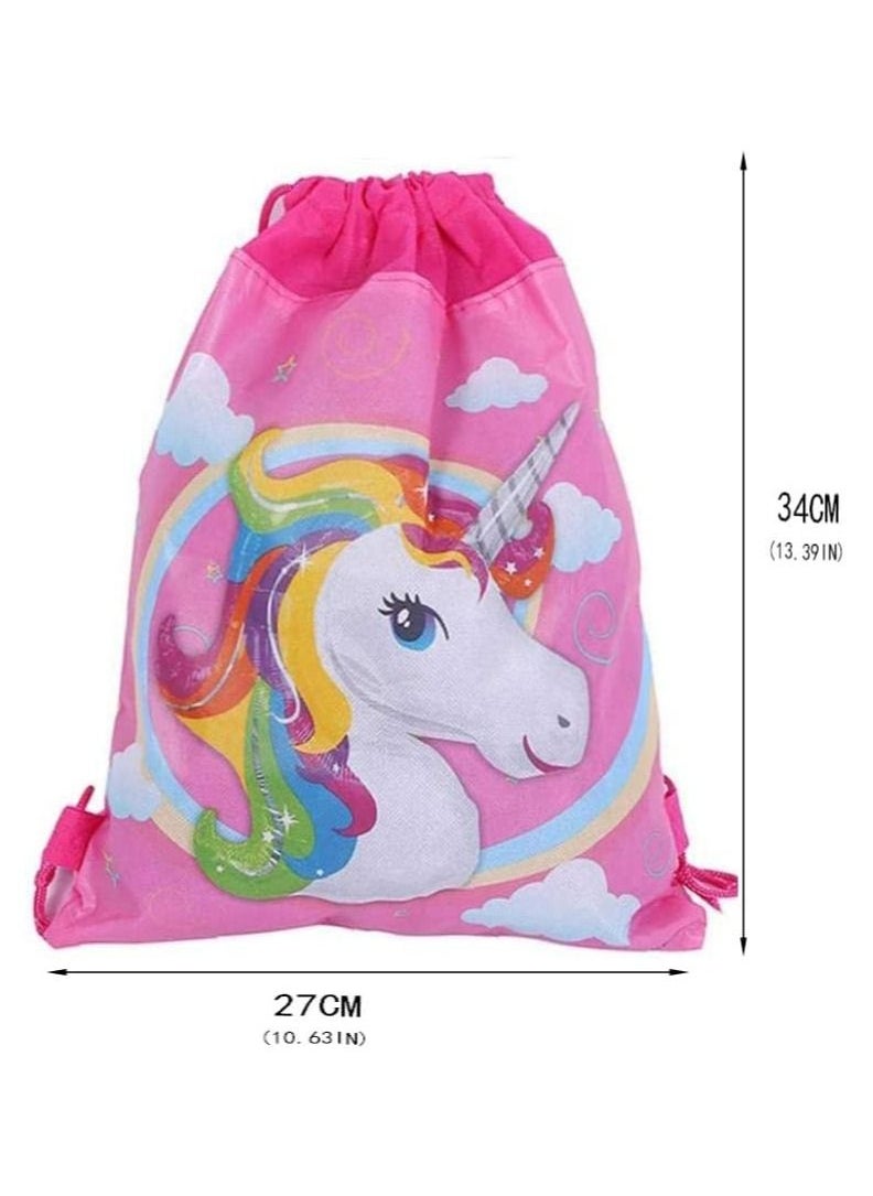 Drawstring Bag for Boys/Girls Travel Storage Package Cartoon School Picnic Backpack Children Kids Birthday Party Favors 10 pcs Unicorn Style 2