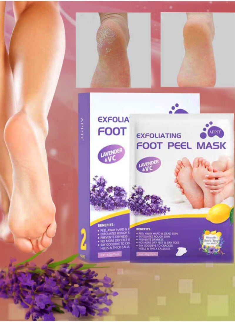 2 Pairs Exfoliating Foot Peel Mask Exfoliator for Callus Dead Skin Repair Rough Heels for Women and Men Improve Dry Cracked Heels Moisturize and Refresh Feet Sock Foot Peel Off Mask Foot Mask