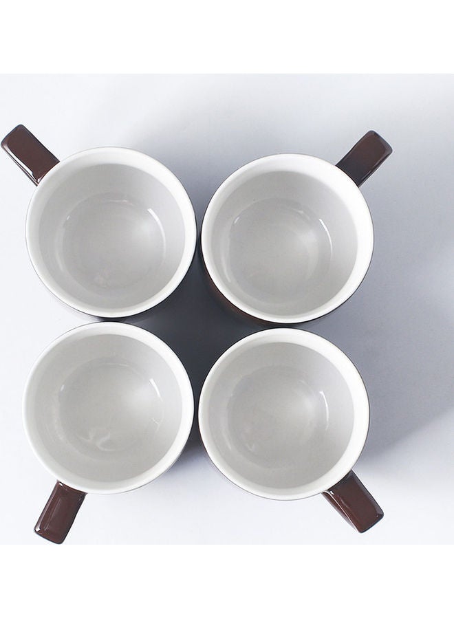 4-Piece Ceramic Mug Brown 12.5 X 9 X 9cm