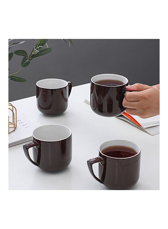 4-Piece Ceramic Mug Brown 12.5 X 9 X 9cm