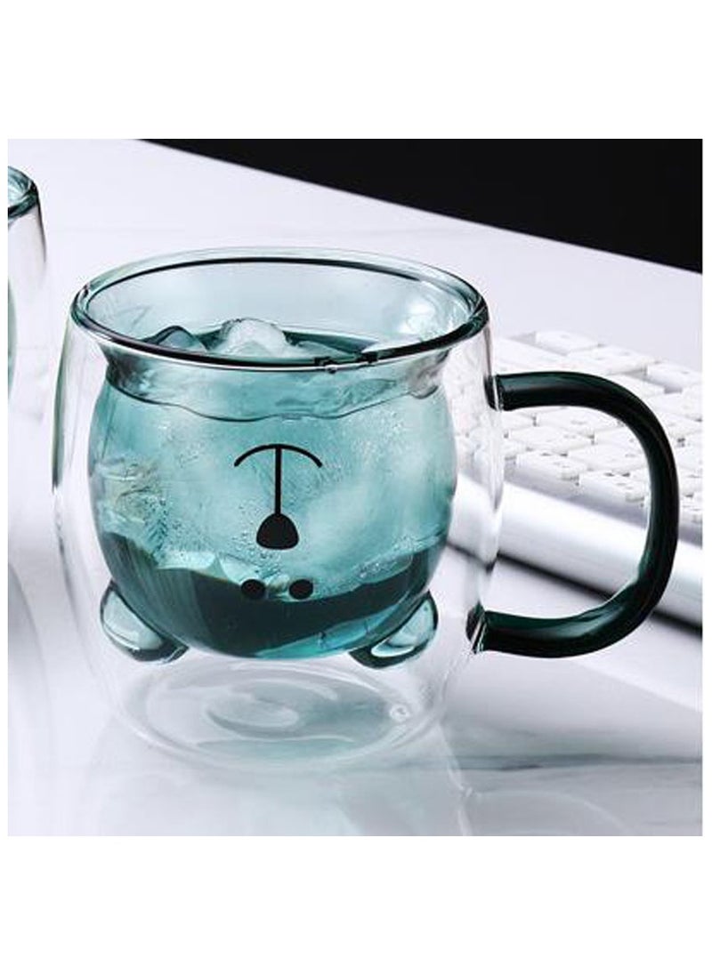 Double Glass With Handle - Inverted Bear Shape