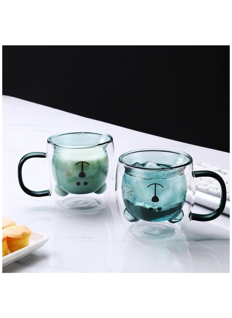 Double Glass With Handle - Inverted Bear Shape