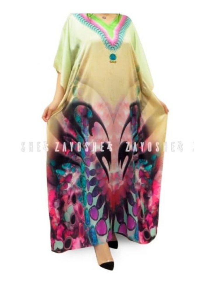 Digital Print Kaftan-Yellow