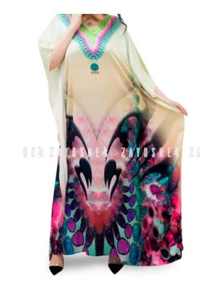 Digital Print Kaftan-Yellow