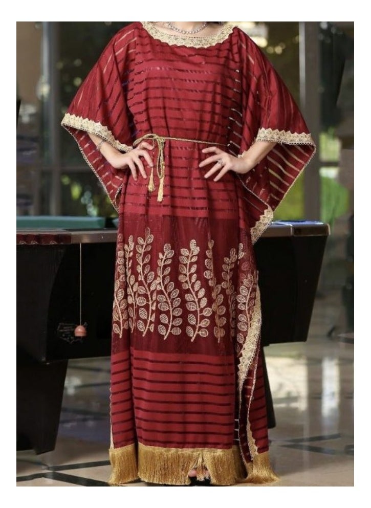 Arabic Kaftan Jalabiya Maroon