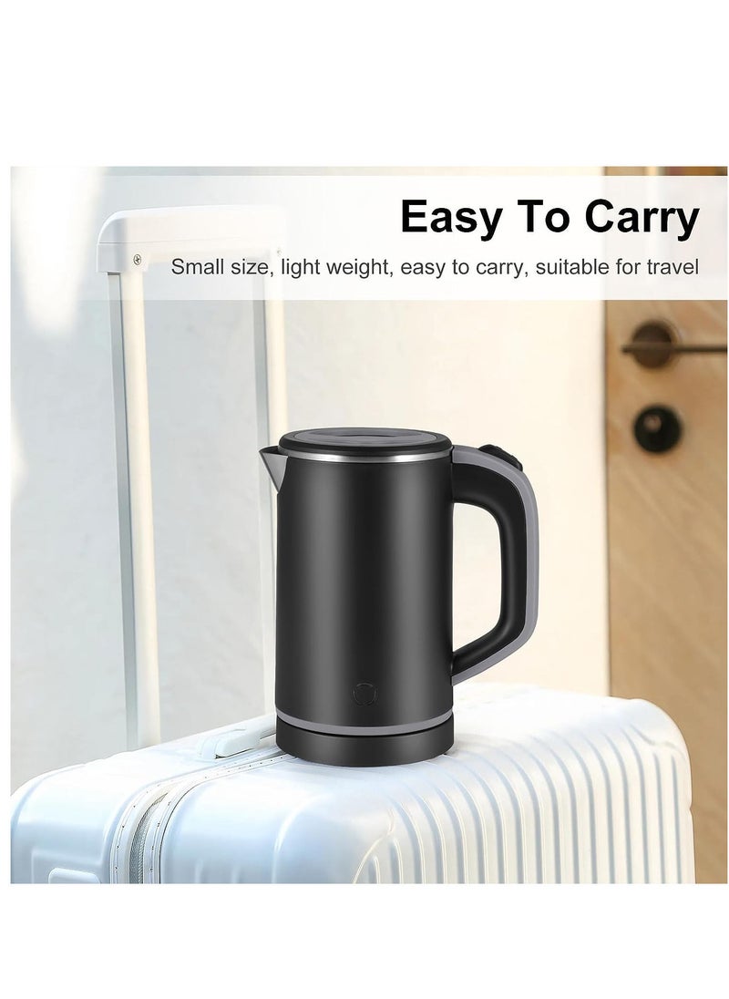 Travel Kettle Lightweight Small,800ml Kettles Electric Stainless Steel Electric Kettles Fast Boil Quiet Electric Kettles for Business Trip, Travel (Black)