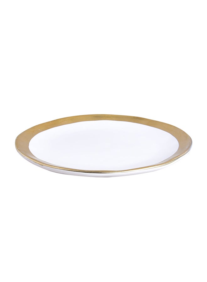 Phnom Penh Shallow Plate White/Gold 10inch