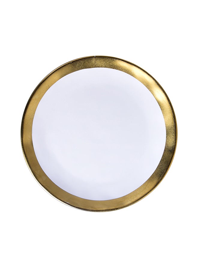 Phnom Penh Shallow Plate White/Gold 10inch