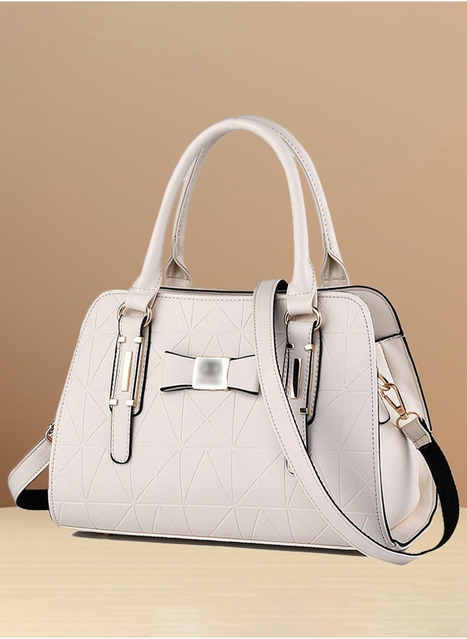 Women's Versatile Contrast Color Crossbody Bag Ladies Large Capacity Shoulder Bag Handbag Tote Bags Clutch Bag White Bow Tie