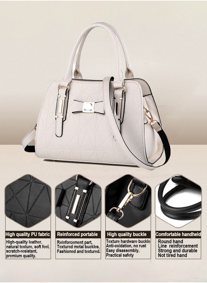 Women's Versatile Contrast Color Crossbody Bag Ladies Large Capacity Shoulder Bag Handbag Tote Bags Clutch Bag White Bow Tie