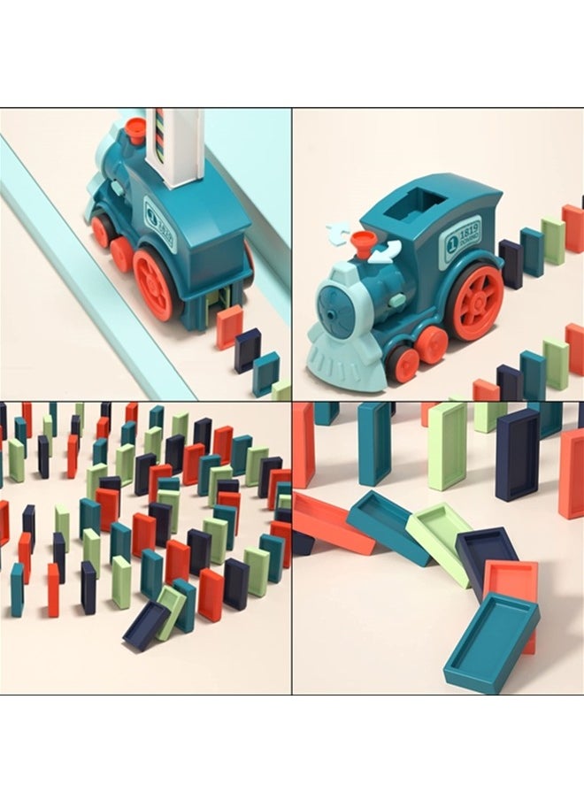 Kid's Domino Train Blocks Set,Domino Train Toy Blocks Domino Set Building And Stacking Toy,Automatic Laying Domino Building Game Puzzle Diy Train Toy,For 3+ Year Old Boys Girls