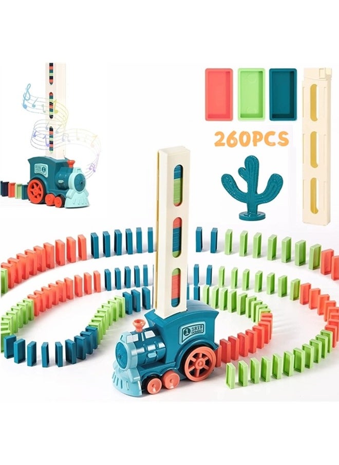 Kid's Domino Train Blocks Set,Domino Train Toy Blocks Domino Set Building And Stacking Toy,Automatic Laying Domino Building Game Puzzle Diy Train Toy,For 3+ Year Old Boys Girls