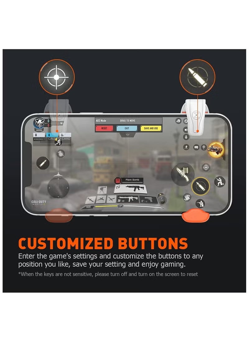 Mobile Game Controllers Plug and Play for iOS and Android Phone 4.7-6.5 inches Game Trigger for PUBG/Fortnite/COD White Joystick,M1 Mobile Shooting Gaming Button Triggers ,Gamepad with vibration (M1-1 Piece)