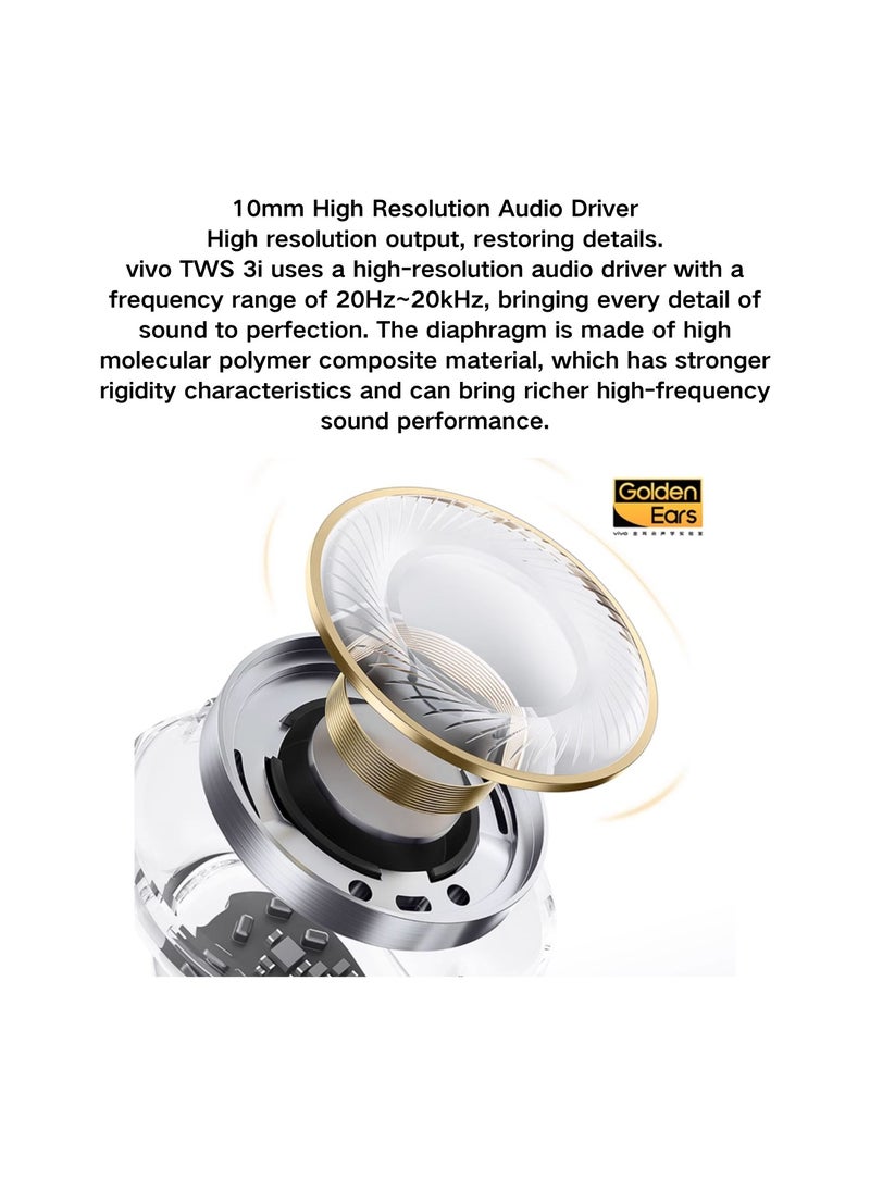 vivo TWS A3 True Wireless Earbuds - Swan White, 10mm Dynamic Driver, IP54, Bluetooth 5.3