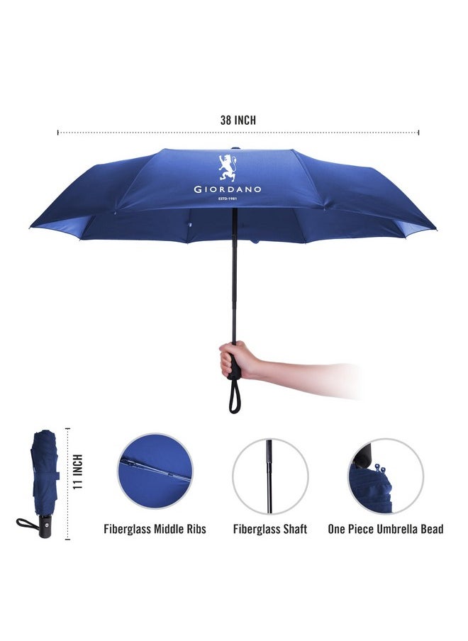 Giordano UV Protection Unisex Umbrella Use for Rain, Monsoon, Sunlight, Windproof Easy to Hold & Carry Umbrella for Men and Women | Travel Sleeve, Cover | Regular Size