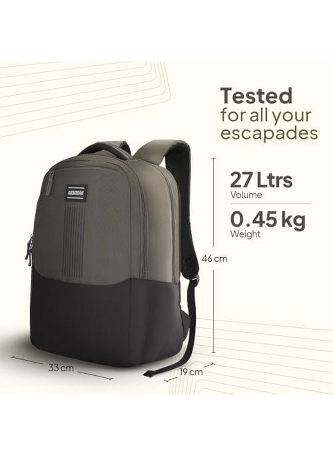 American Tourister New Bounce Style 01, 27L Volume College Backpack with Front Organizer and Spacious Interiors for Men & Women - Black