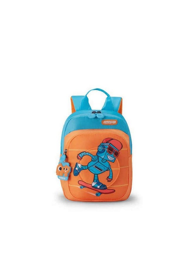 American Tourister Yoodle 3.0, 8.5L Volume Kids Backpack with Spacious Interiors for Girls and Boys - Orange/Blue