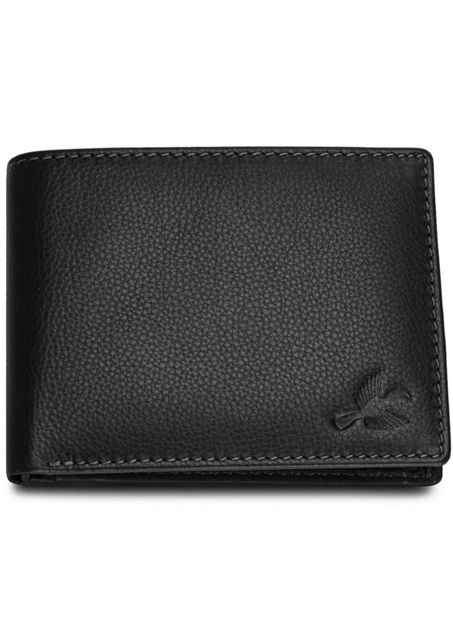 HORNBULL Men's Stylist Black Genuine Leather Wallet with RFID Protection | Branded Gift Wallet for Men