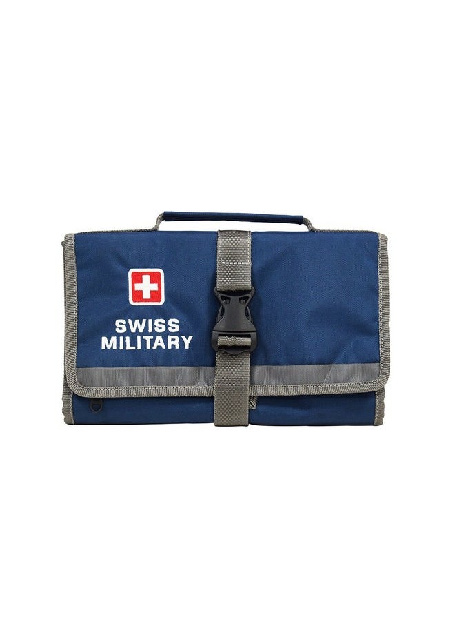 Swiss Military Storage Organizer, Multi-Functional Elastic Holders, Mesh Pockets, Slots for SIM Cards, Polyester, Water Resistant, Hanging Loop, Portable, 25x10x14 cm, Blue