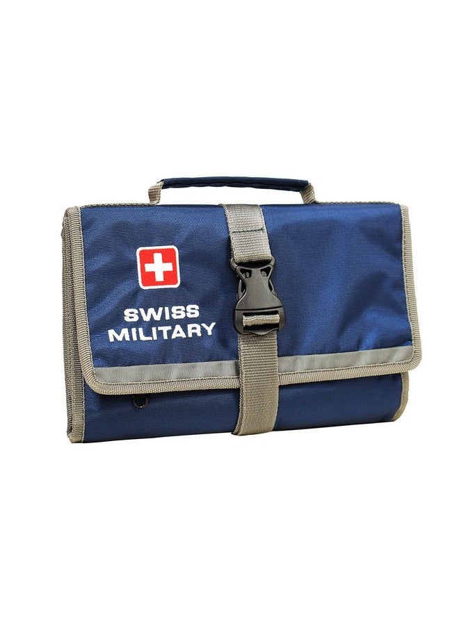 Swiss Military Storage Organizer, Multi-Functional Elastic Holders, Mesh Pockets, Slots for SIM Cards, Polyester, Water Resistant, Hanging Loop, Portable, 25x10x14 cm, Blue