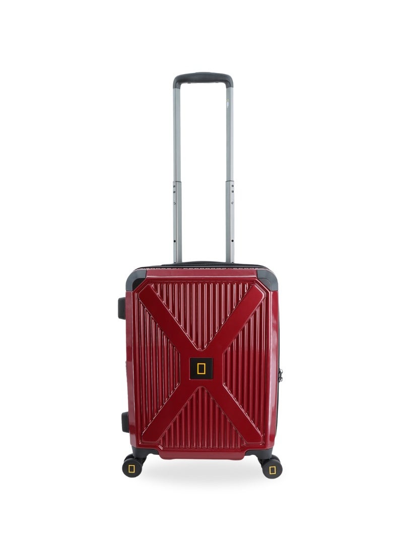 National Geographic Metallic PC Hardside Luggage Metallic Red Small Cabin Trolley Bag, Lightweight Durable Anti-Theft Zipper TSA Lock, 4 Double Spinner Wheels, Expandable Suitcase with Aluminum Telescopic Handle