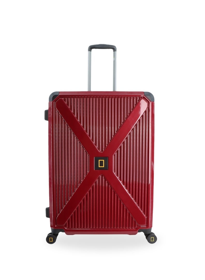 National Geographic Metallic PC Hardside Luggage Metallic Red Large Trolley Bag, Lightweight Durable Anti-Theft Zipper TSA Lock, 4 Double Spinner Wheels, Expandable Suitcase with Aluminum Telescopic Handle