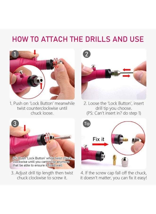 Electric Nail Drill Kit Acrylic Nail File 20000 RPM with 6 Nail Drill Bits Acrylic Nail Gel Remover with a Gift Glass Nail File Nail Polishing Machine Manicure Set