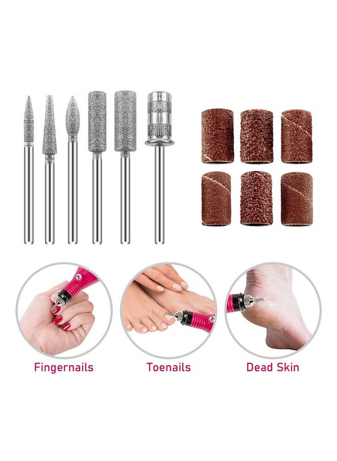 Electric Nail Drill Kit Acrylic Nail File 20000 RPM with 6 Nail Drill Bits Acrylic Nail Gel Remover with a Gift Glass Nail File Nail Polishing Machine Manicure Set