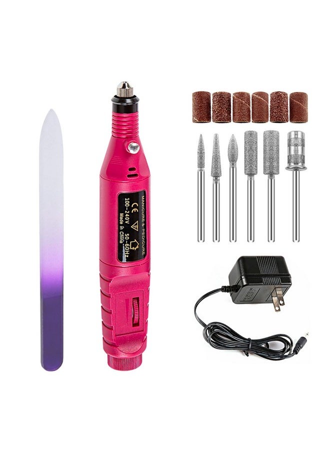 Electric Nail Drill Kit Acrylic Nail File 20000 RPM with 6 Nail Drill Bits Acrylic Nail Gel Remover with a Gift Glass Nail File Nail Polishing Machine Manicure Set