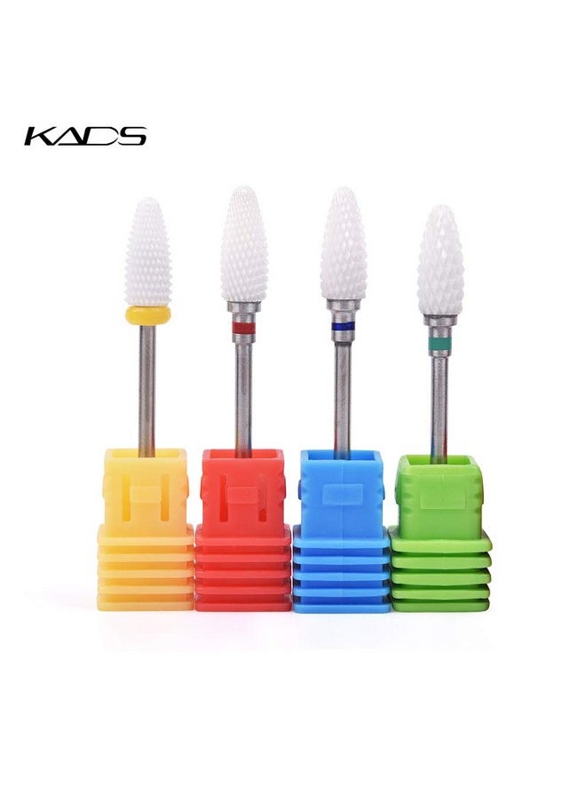 KADS Professional Medium Flame Cuspidal Nail Drill Bit Polish Tools Ceramics Grinding Stone Head Electric Nail Drill Nail Art Machine 3/32