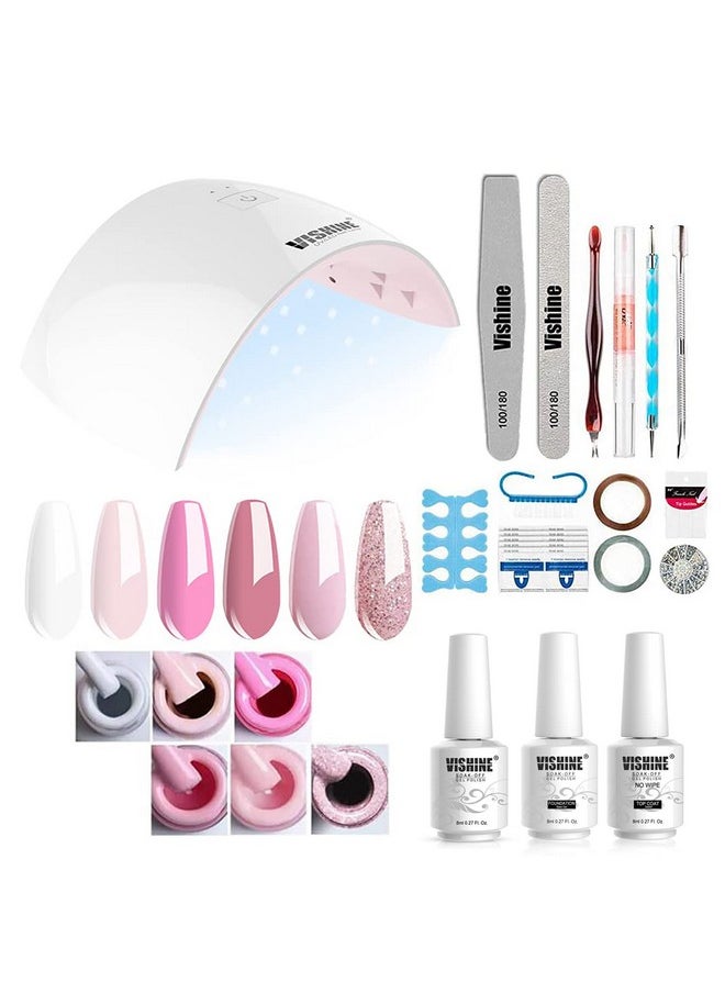 Gel Nail Polish Starter Kit - 6 Colors Gel Polish Set Base Top Coat, 36W LED Nail Dryer Lamp with Full DIY Gel Manicure Nail Tools by Vishine 8ml #C003