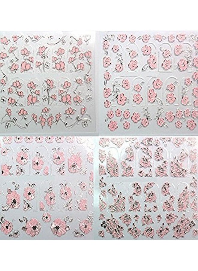 CJESLNA 3D Nail Art Stickers - 2 Sheets Nail Art Decals DIY Decorations Water Transfer Nail Care (Rose)