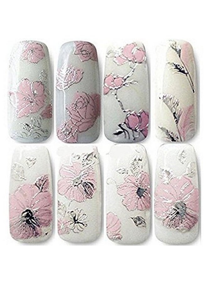 CJESLNA 3D Nail Art Stickers - 2 Sheets Nail Art Decals DIY Decorations Water Transfer Nail Care (Rose)