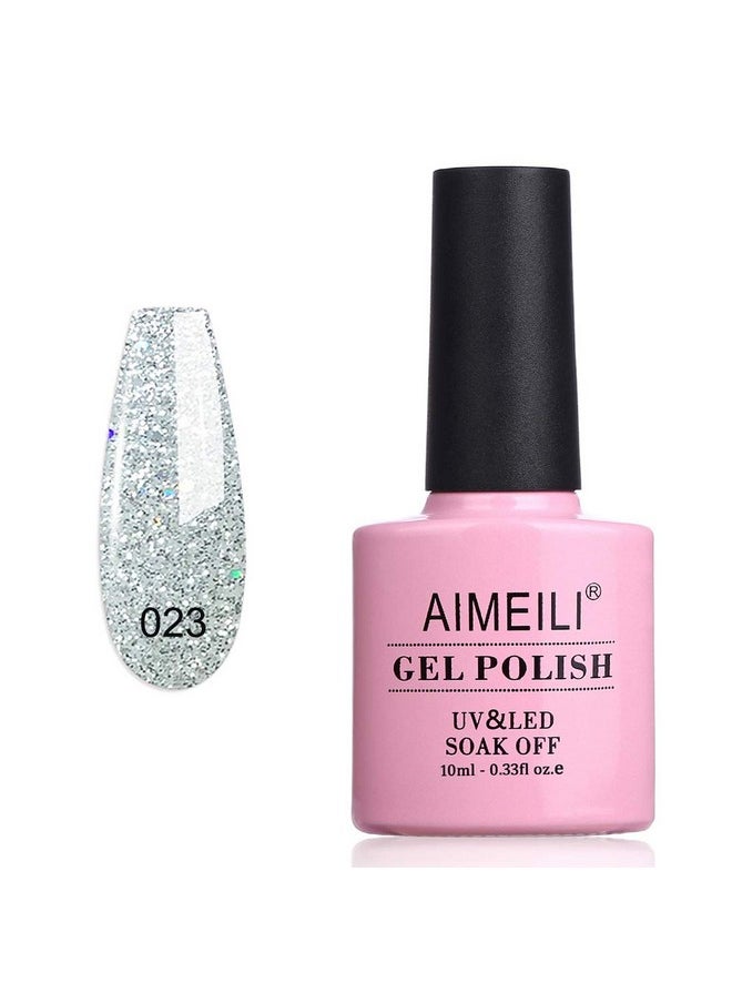 AIMEILI Soak Off U V LED Glitter Gel Nail Polish - Silver Glitter Explosion (023) 10ml