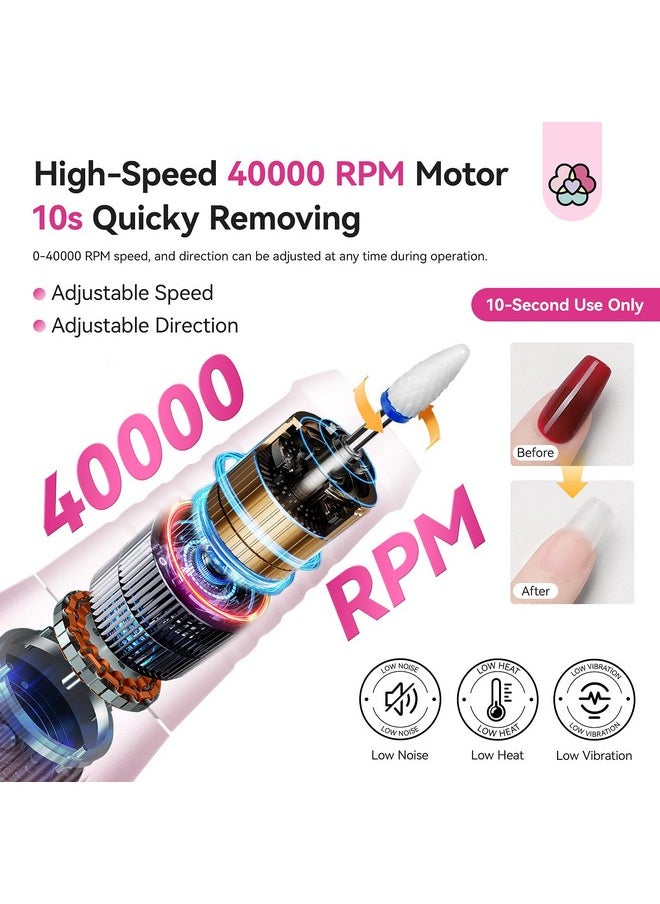 SAVILAND Professional Nail Drill 40000 RPM: Portable Diamond Nail Drill Kit Rechargeable 4000 mAh Electric Nail File for Thick Acrylic Nails with Ceramic Nail Drill Bits Sanding Bands Nail Tech Salon