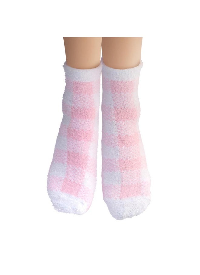 Earth Therapeutics Aloe Socks - Double Pack - PINK PLAID (2 Pairs)