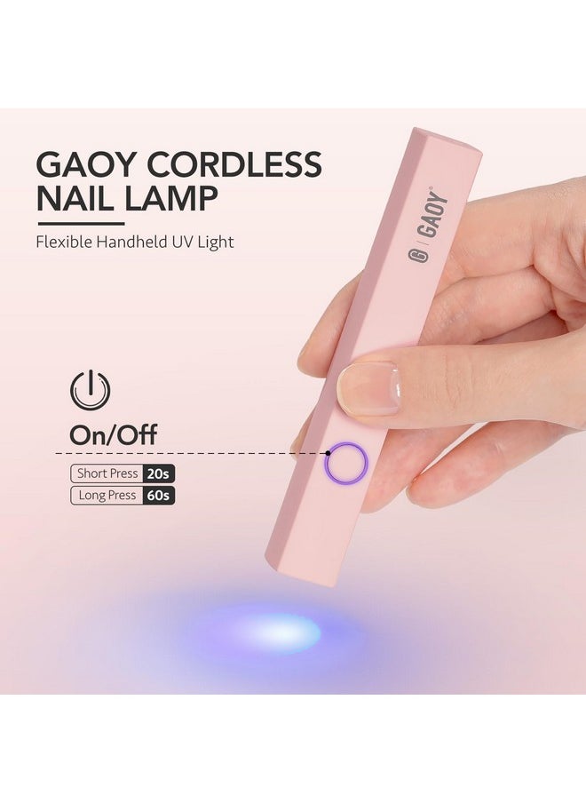 GAOY Handheld UV Light for Gel Nails, Mini Nail Light, Portable LED Nail Lamp, Cordless Rechargeable USB Nail Dryer for Fast Curing, Pink