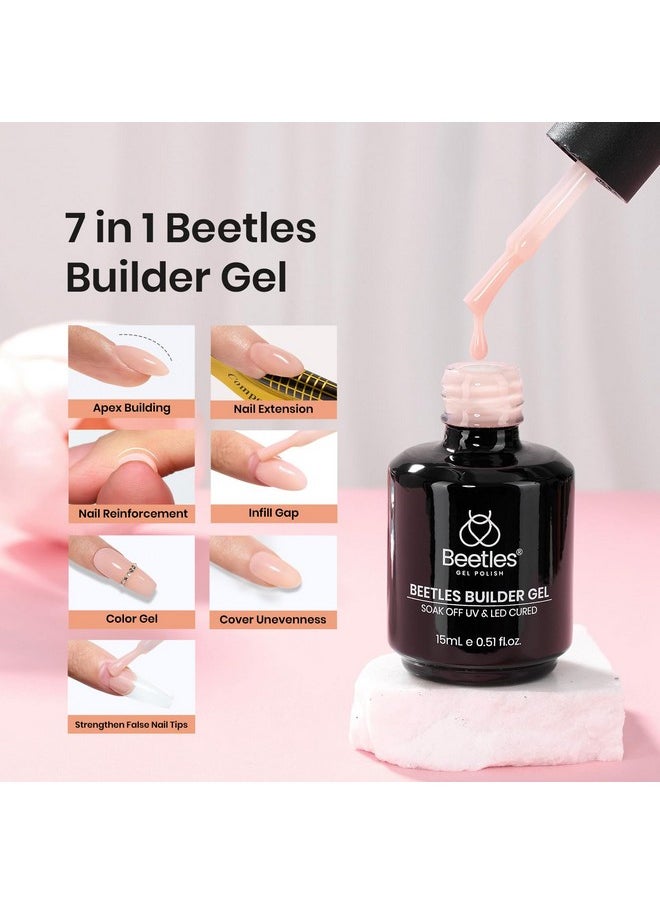 Beetles Builder Nail Gel for Nails 7 in 1 Cover Nude Translucent Builder Strengthener Gel Jelly Gel 15ML Hard Gel Extension Nail Gel, No Need Slip Solution